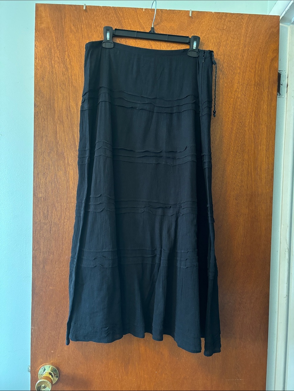 Women's Black Maxi Skirt with Subtle Panel Texture